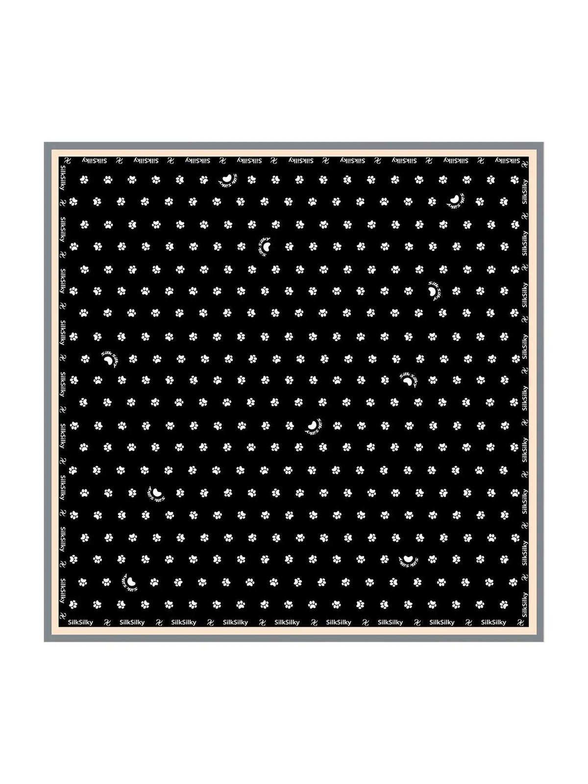 100% Mulberry Silk Paw Print Square Scarf - Size 90x90cm