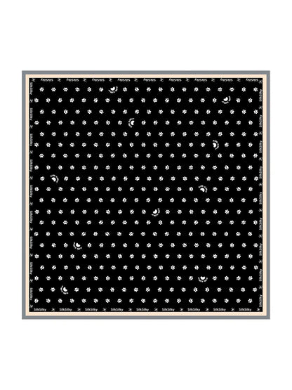 100% Mulberry Silk Paw Print Square Scarf - Size 90x90cm
