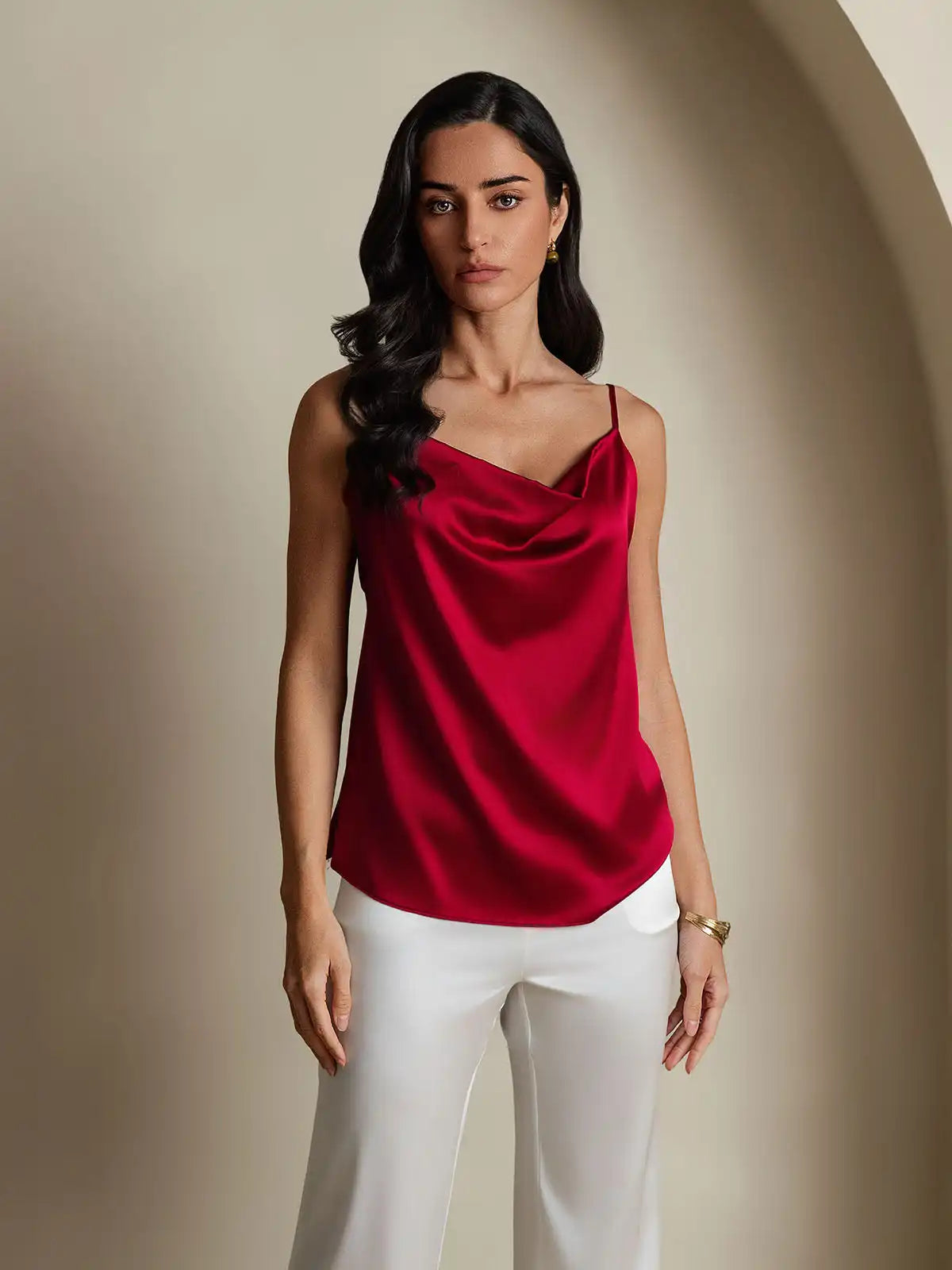 19Momme Silk Cowl Neck Camisole Top
