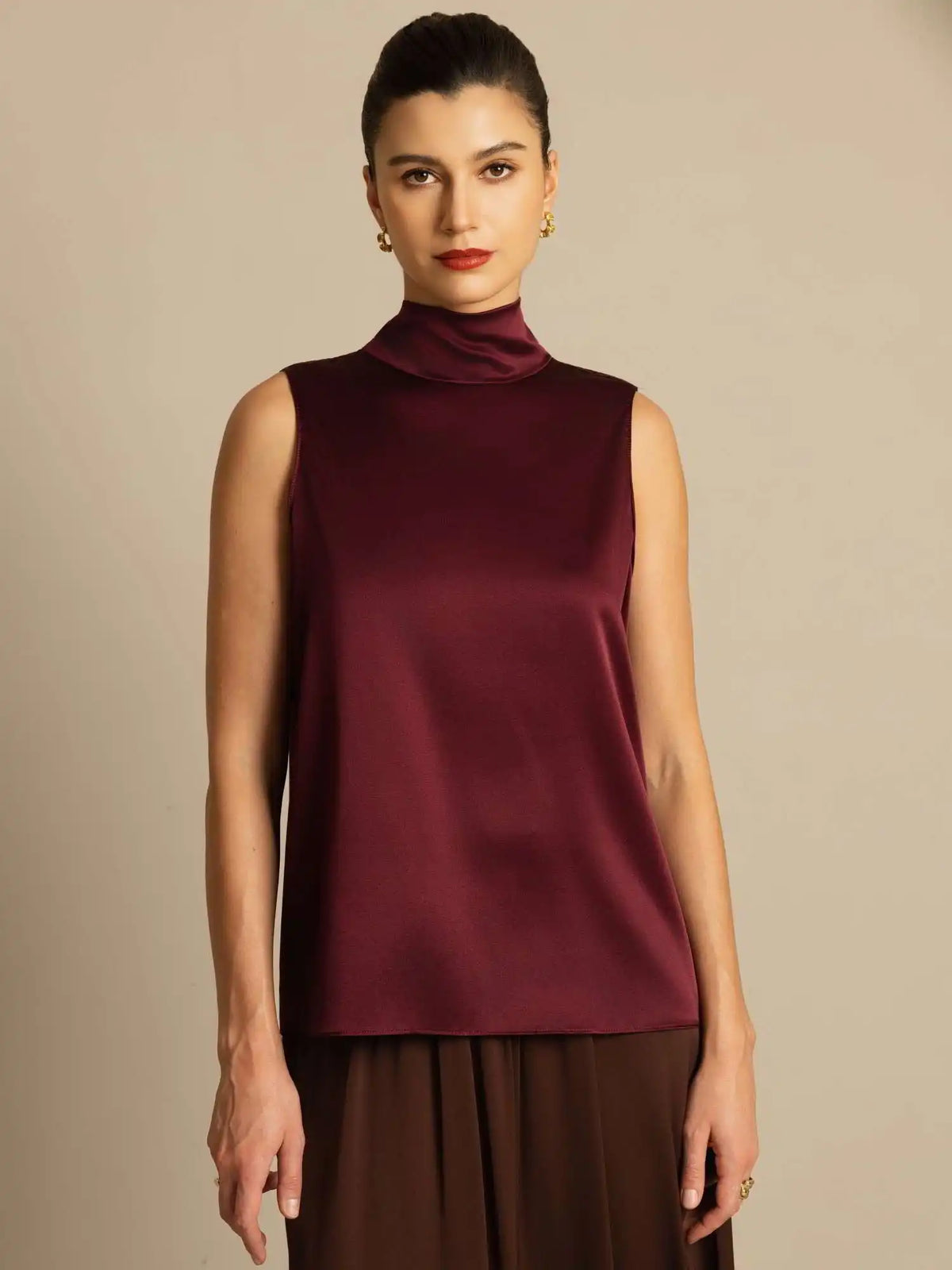 19Momme Silk Sleeveless Tie Neck Blouse