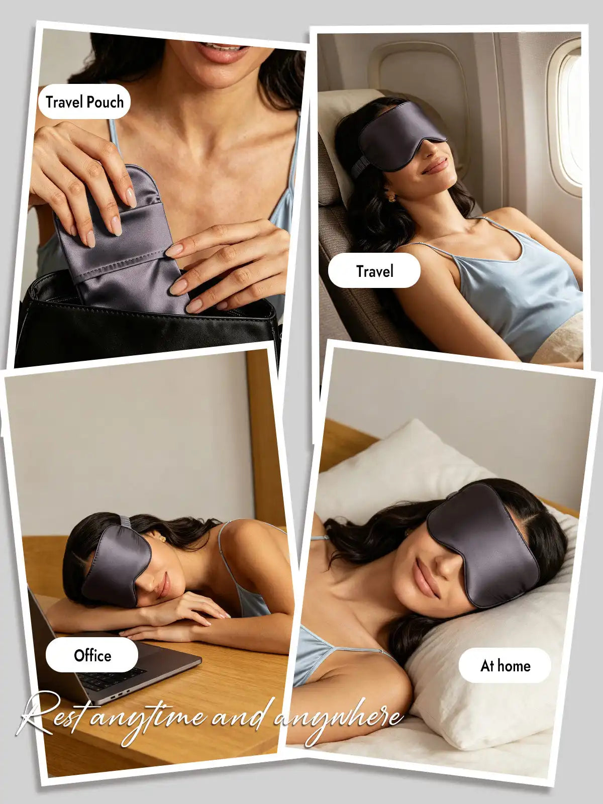 100% Mulberry Silk Eye Mask And Envelope Pouch Set 2Pcs