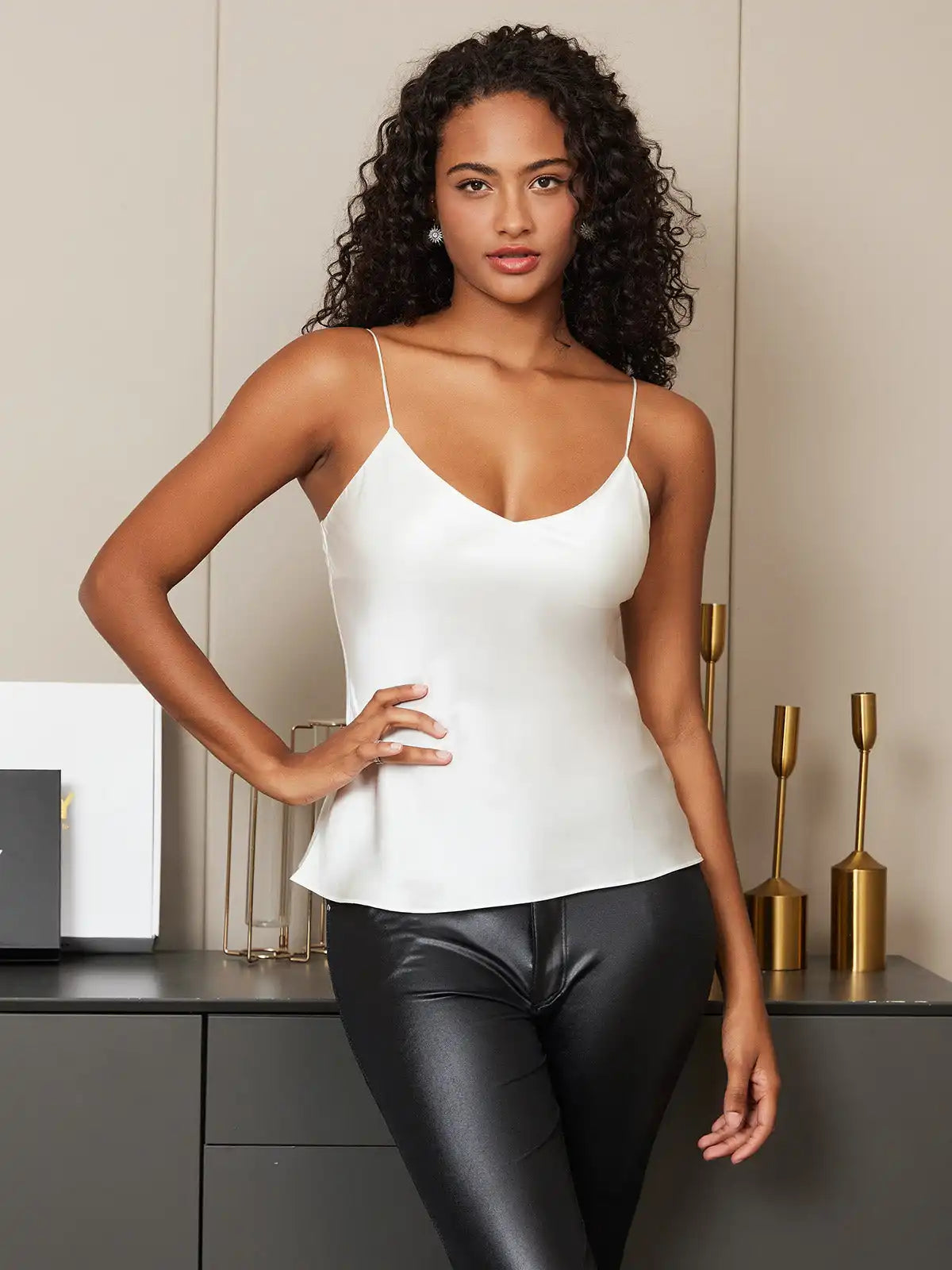 100% Mulberry Silk Spaghetti Strap Basic Camisole Top