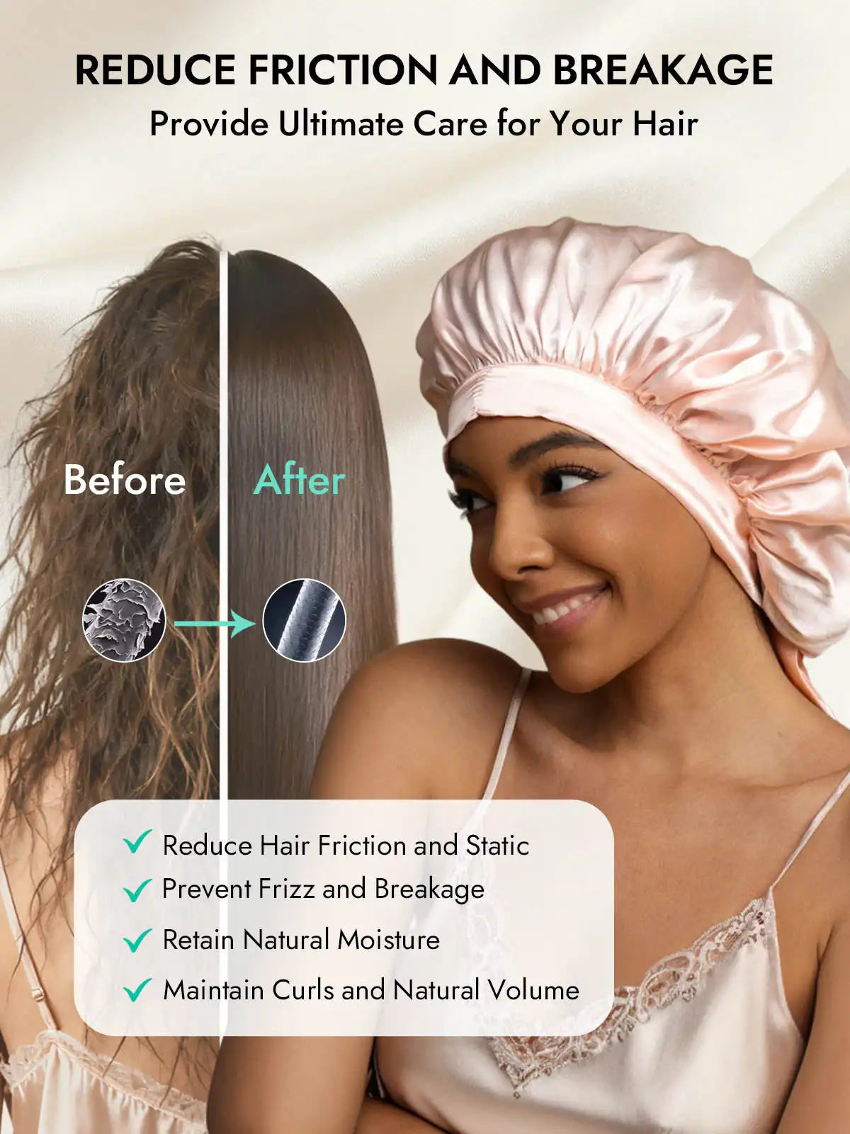 100% Mulberry Silk Elegant Bonnet with Long Ribbons