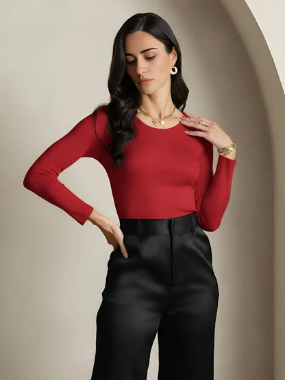 Women's Silk Long Sleeve Round Neck Top