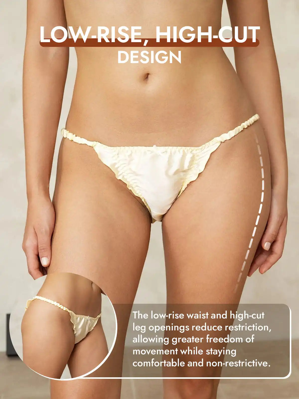 100% Mulberry Silk Ruffle Trim String Panty
