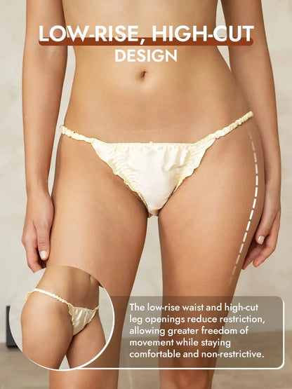 100% Mulberry Silk Ruffle Trim String Panty