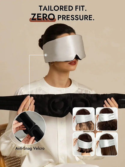 100% Mulberry Silk 3D Contoured Eye Mask With Velcro Closure