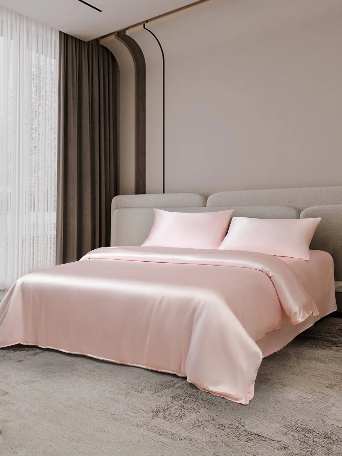 19Momme 4Pcs Silk Set Duvet Cover+Flat Sheet+2x Pillowcases