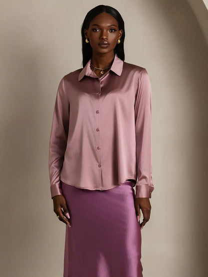 Women’s 19 Momme Silk Long Sleeves Button-Up Shirt
