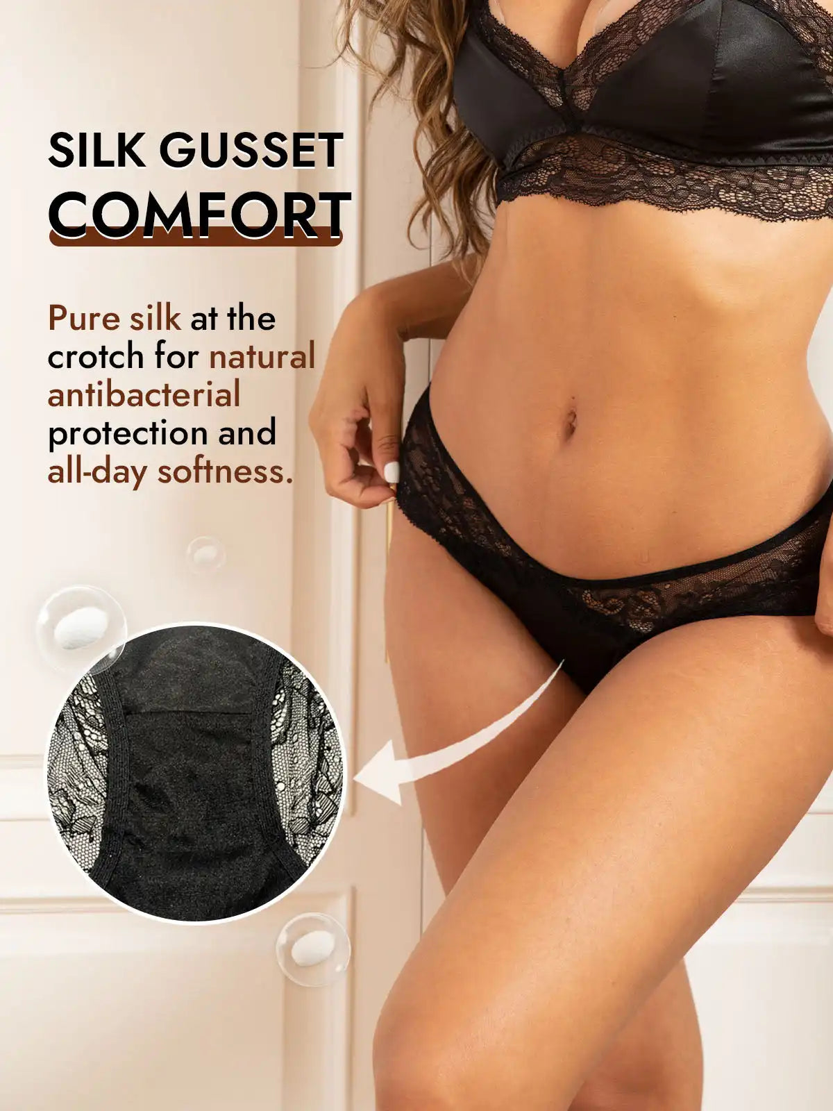 100% Mulberry Silk Sexy Lace Panty