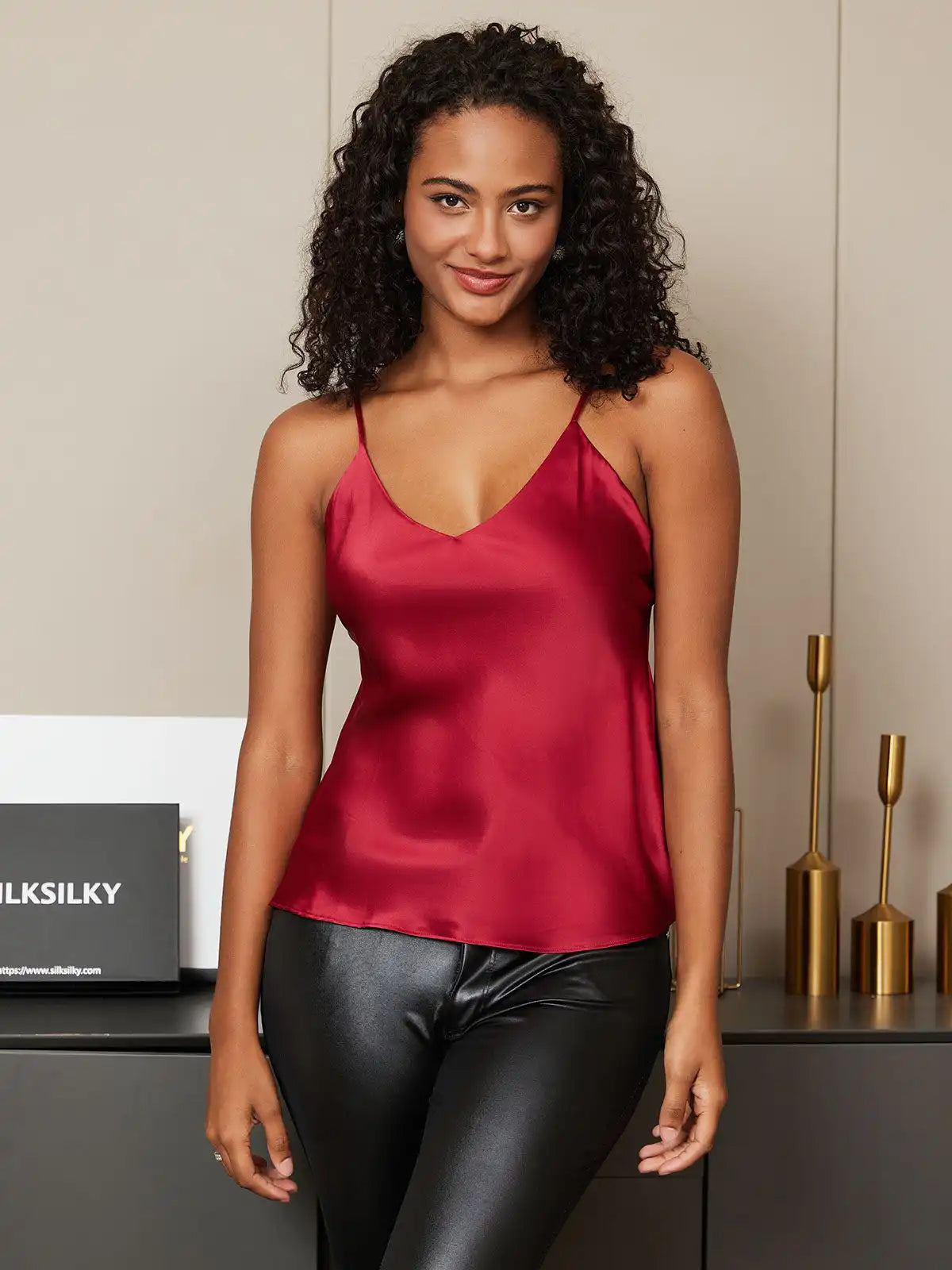 100% Mulberry Silk Spaghetti Strap Basic Camisole Top