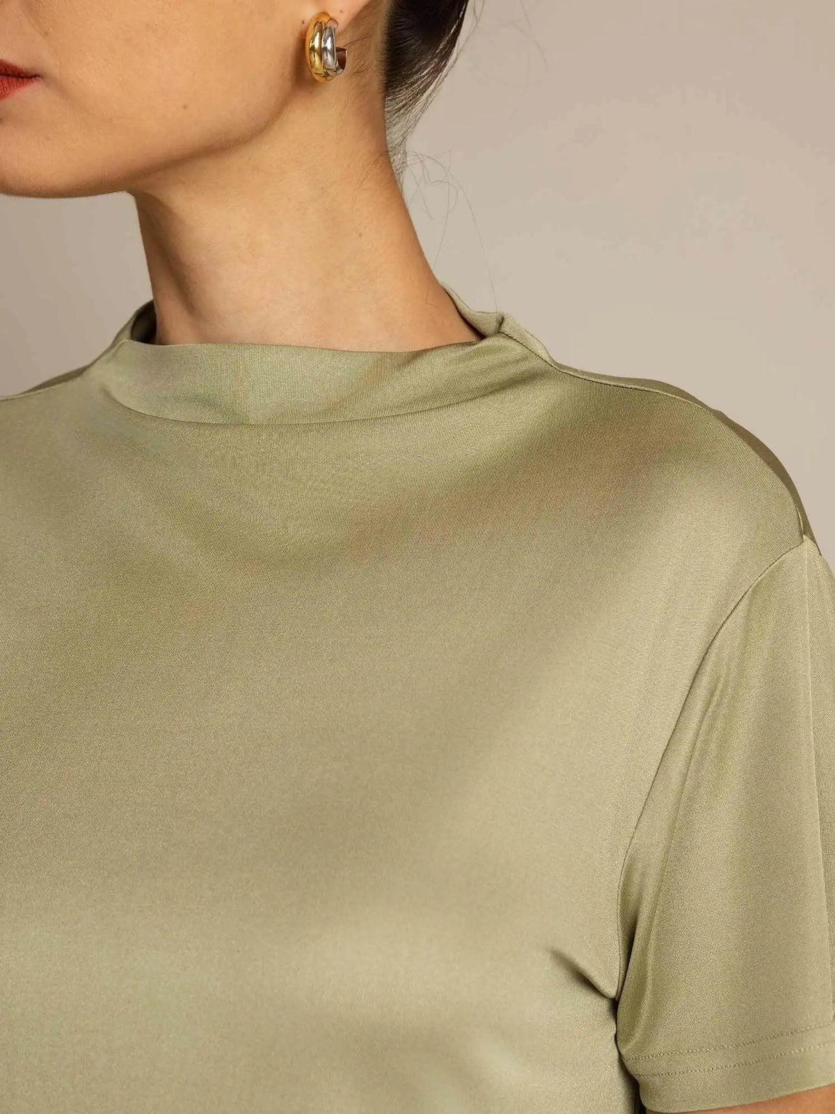 Clearance - 100% Mulberry Silk Short Sleeve Mock Women's T-Shirt