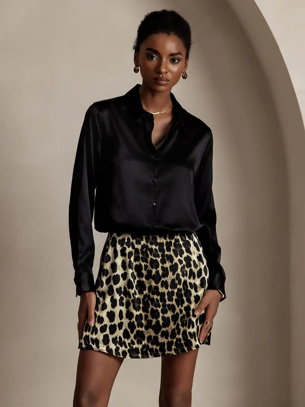 Women’s 19 Momme Silk Long Sleeves Button-Up Shirt