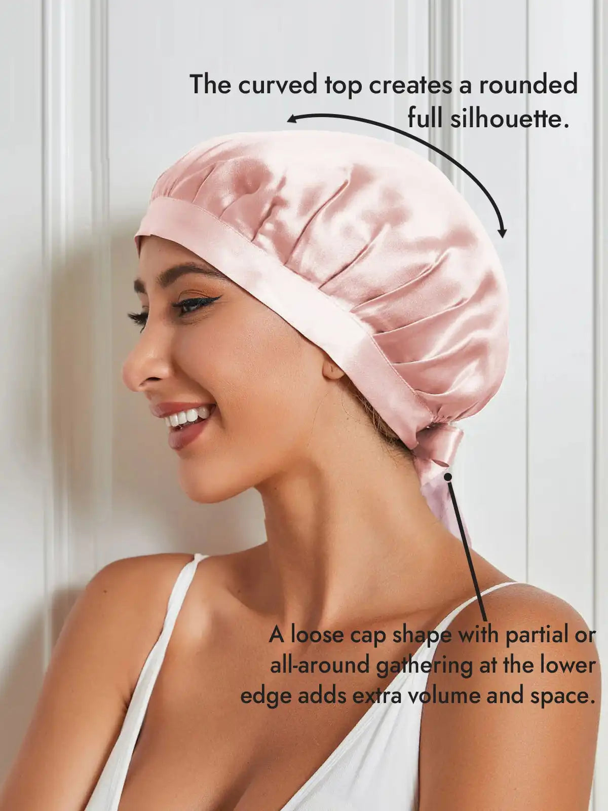 100% Mulberry Silk Sleep Bonnet with Ribbons