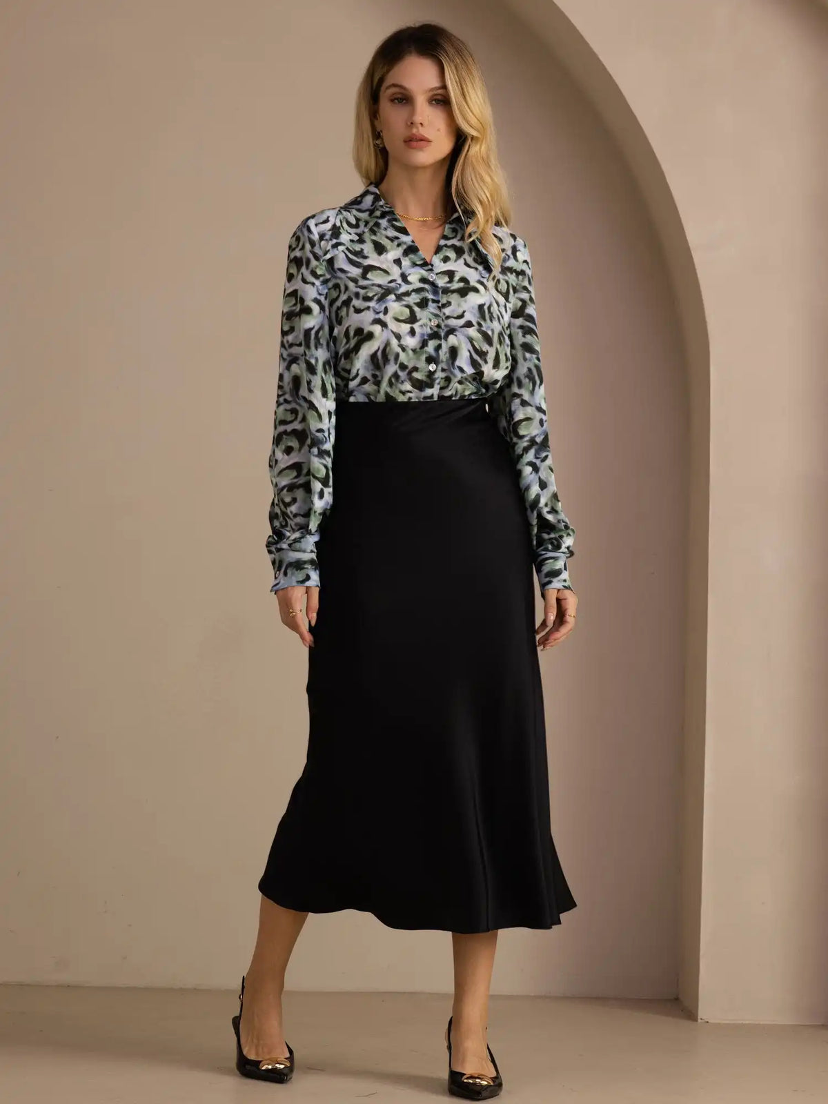 19Momme Silk High Waist Elegant Maxi Skirt