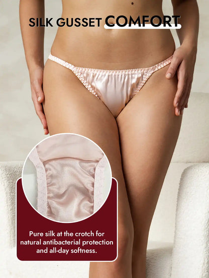 100% Mulberry Silk String Thong Sexy Panty