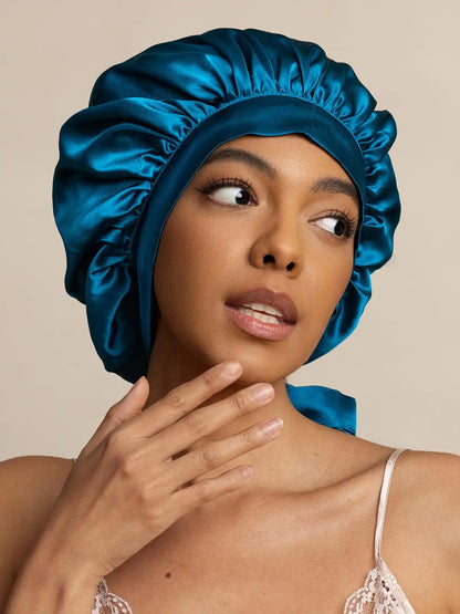 100% Mulberry Silk Elegant Bonnet with Long Ribbons