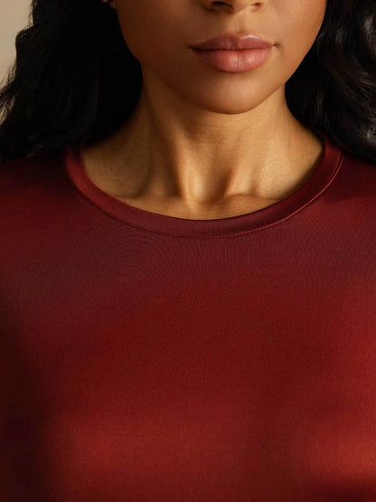 Women's 100% Mulberry Silk Long Sleeve Crew Neck Top