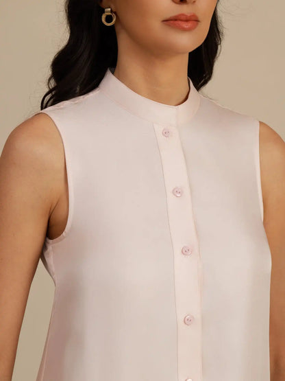 Clearance - Pure Silk Sleeveless Short Dress With Adjustable Drawstring Drop Waist