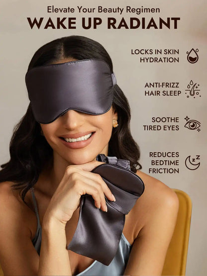 100% Mulberry Silk Eye Mask And Envelope Pouch Set 2Pcs