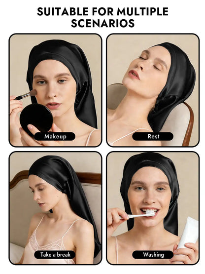 100% Mulberry Silk Elegant Bonnet for Long Hair