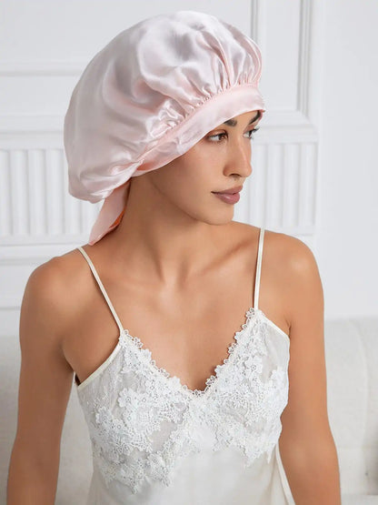 100% Mulberry Silk Elegant Bonnet with Long Ribbons