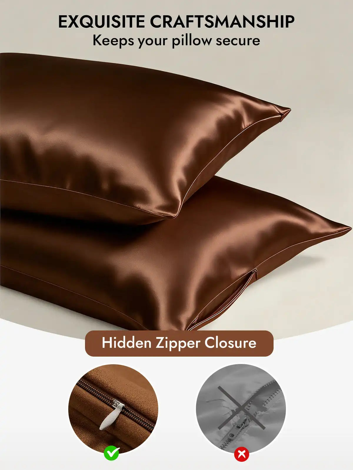 100% Mulberry Silk Pillowcase - Hidden Zipper