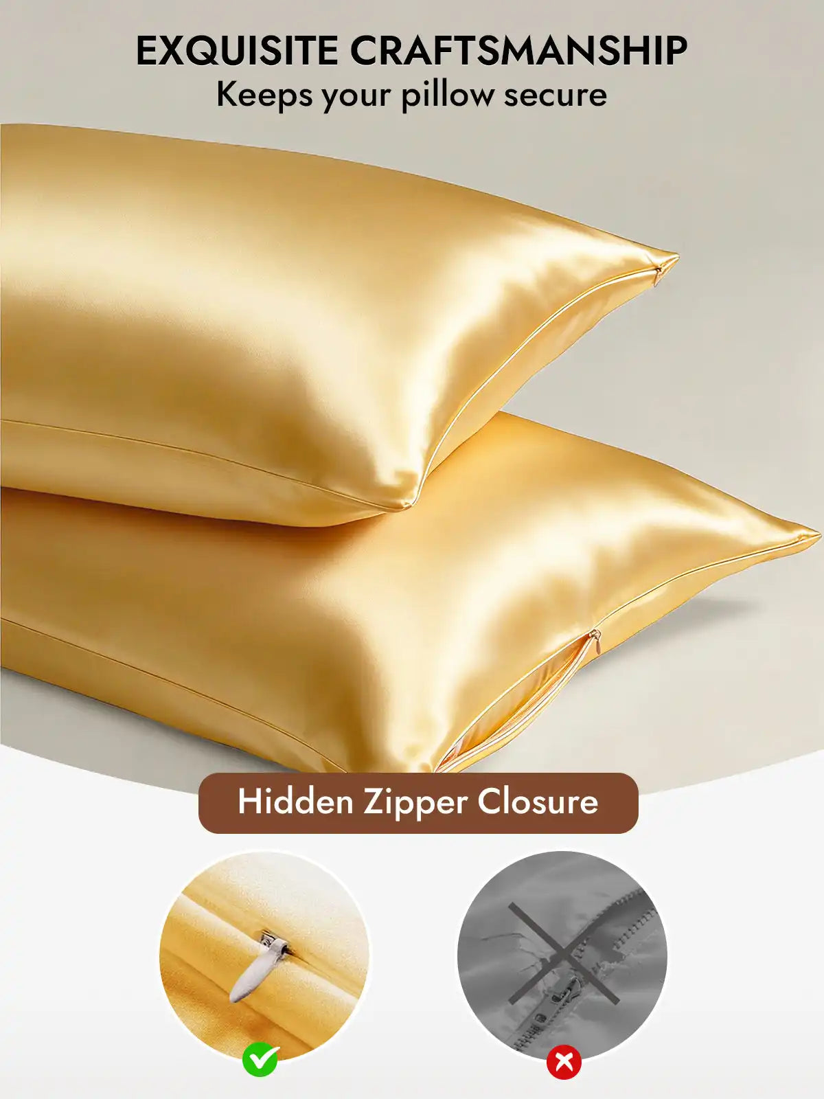 100% Mulberry Silk Pillowcase - Hidden Zipper