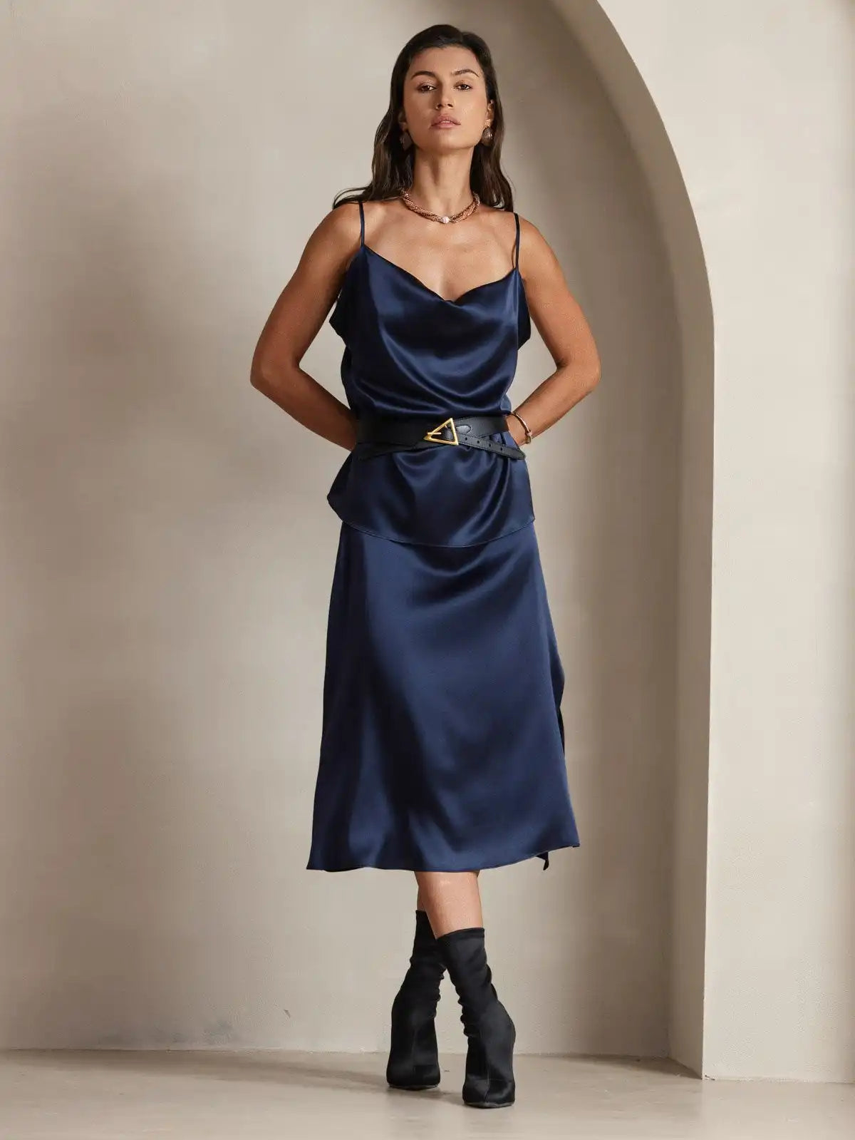 19Momme Silk Cowl Neck Camisole Top