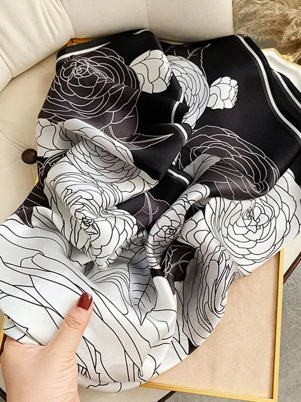 Shadow Rose 100% Mulberry Silk Square Scarf 88x88cm