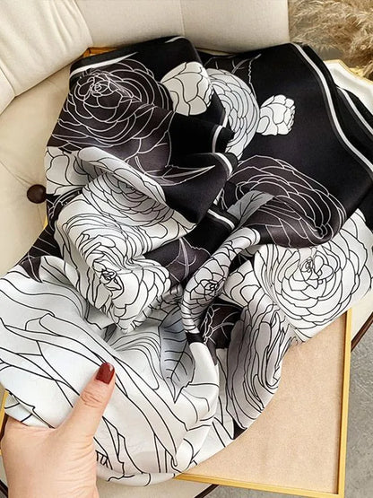 Shadow Rose 100% Mulberry Silk Square Scarf 88x88cm