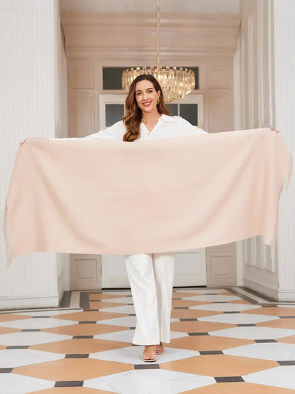 Clearance-Pure Wool Scarf Shawl w/ Fringed Decoration 200x70cm/79