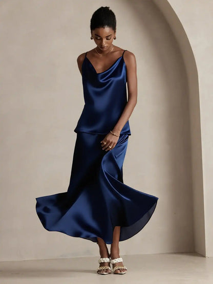 19Momme Silk A Line Maxi Skirt with Lining