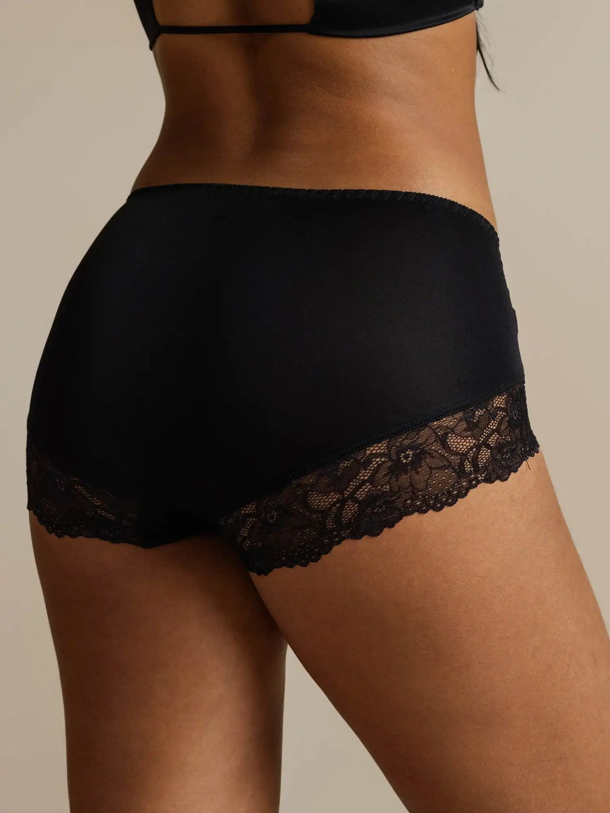 100% Mulberry Silk High Rise Knickers Lace Trim Panty