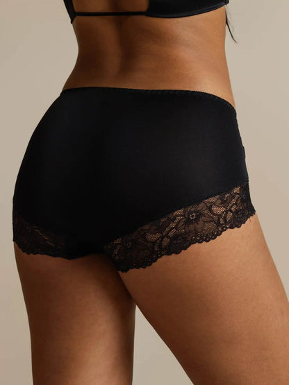 100% Mulberry Silk High Rise Knickers Lace Trim Panty