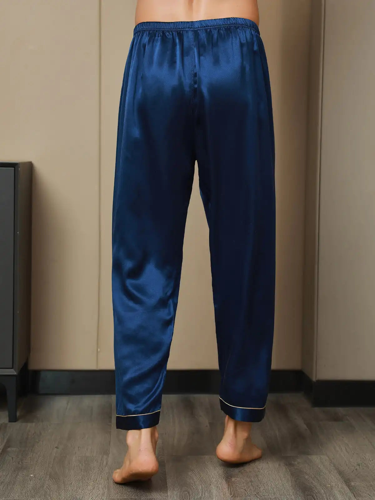 100% Mulberry Silk Men's Pajama Pants With Elastic Waist