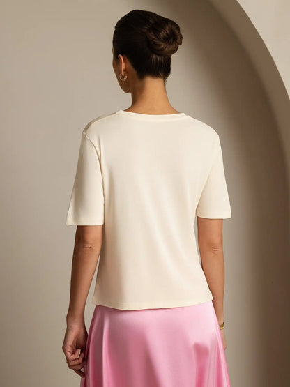 Clearance - 100% Mulberry Silk V-Neck Women's T-Shirt