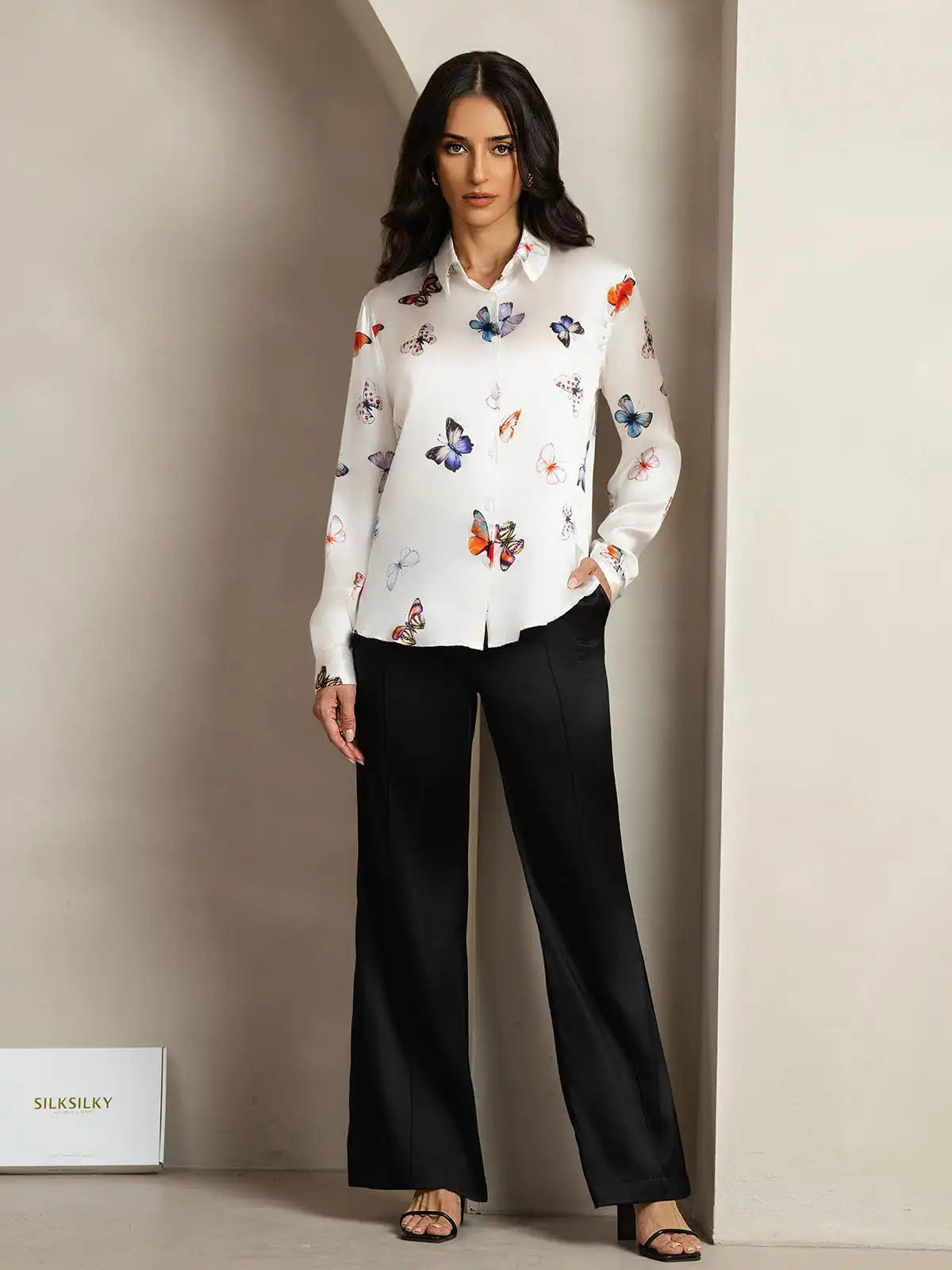 Women’s 19 Momme Silk Long Sleeves Button-Up Shirt