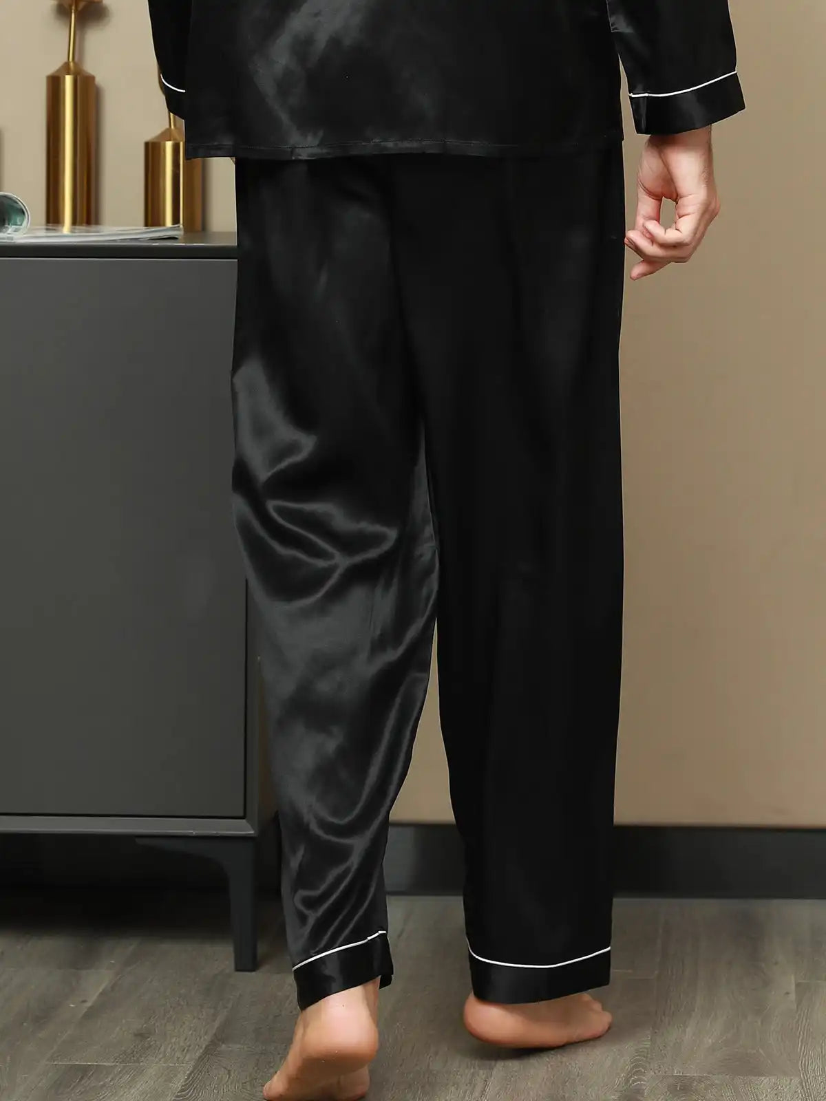 100% Mulberry Silk Men's Pajama Pants With Elastic Waist