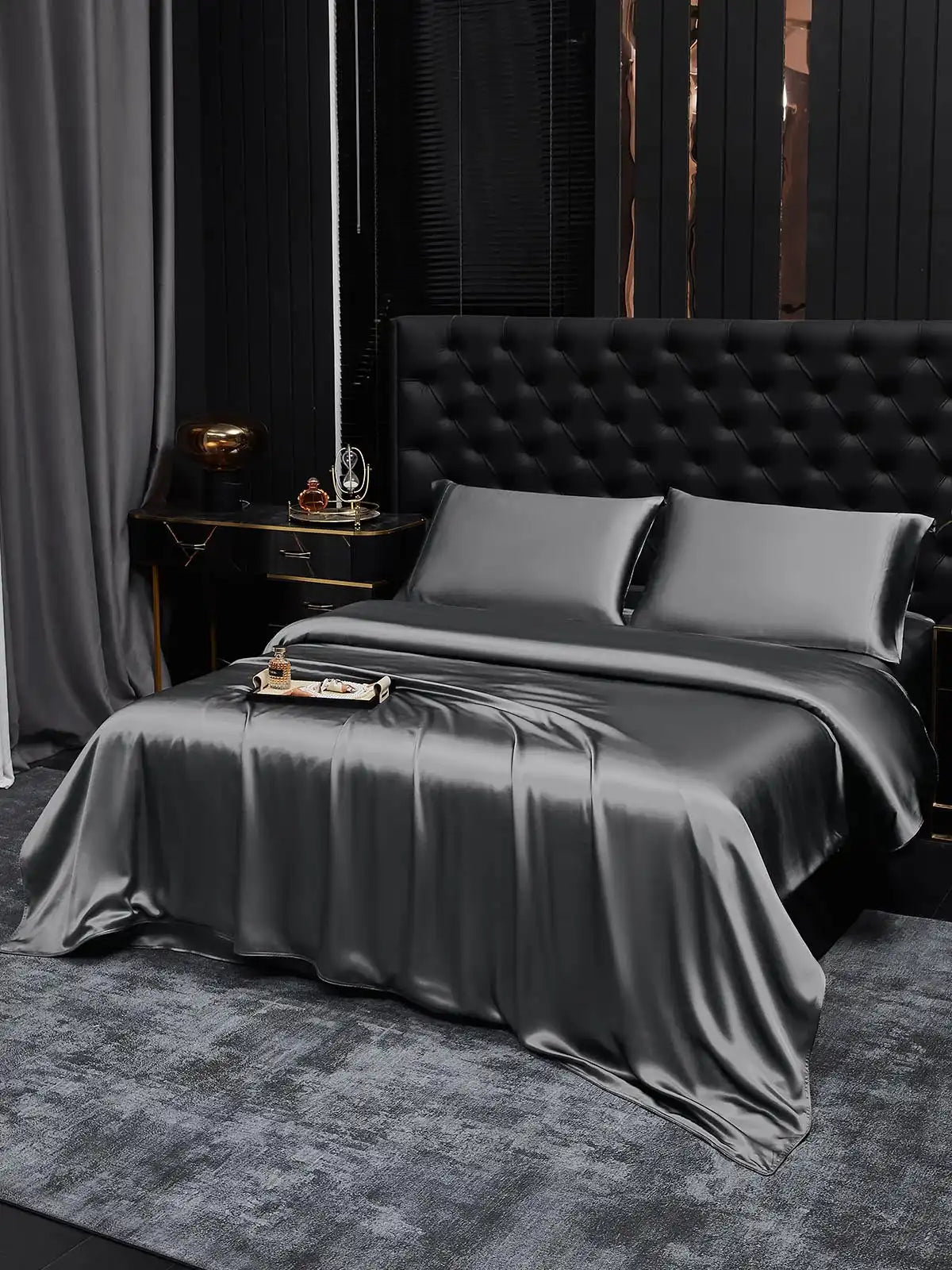 19Momme 4Pcs Silk Set Duvet Cover+Fitted Sheet+2x Pillowcases
