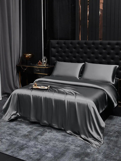 19Momme 4Pcs Silk Set Duvet Cover+Fitted Sheet+2x Pillowcases
