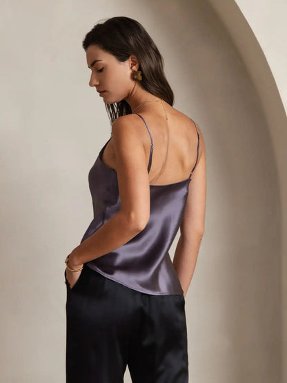 100% Mulberry Silk Spaghetti Strap V Neck Camisole Top