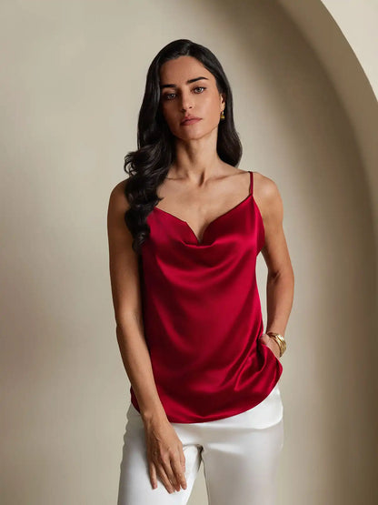 19Momme Silk Cowl Neck Camisole Top