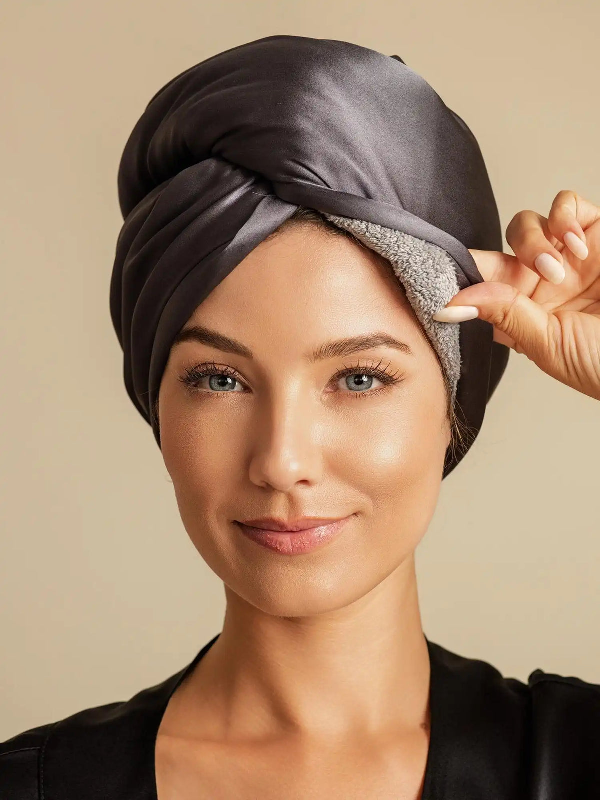 100% Mulberry Silk Double-Sided Hair Towel Wrap – Quick Dry, Frizz Free & Gentle on Hair