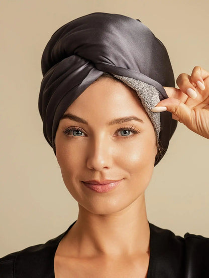 100% Mulberry Silk Double-Sided Hair Towel Wrap – Quick Dry, Frizz Free & Gentle on Hair
