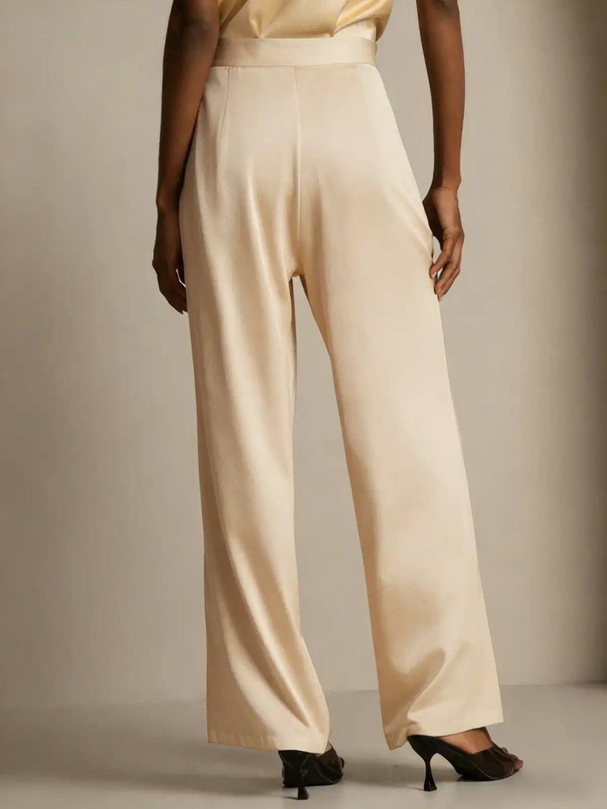 19Momme Silk High Waist Wide Leg Pleated Women's Pants