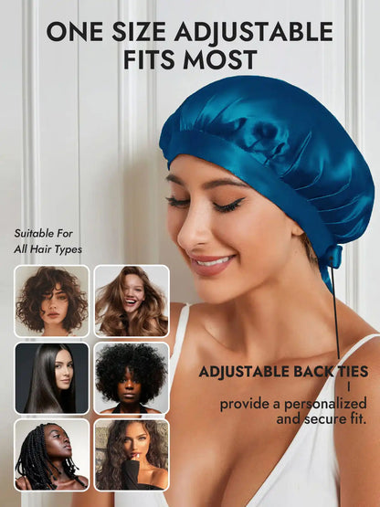 100% Mulberry Silk Sleep Bonnet with Ribbons