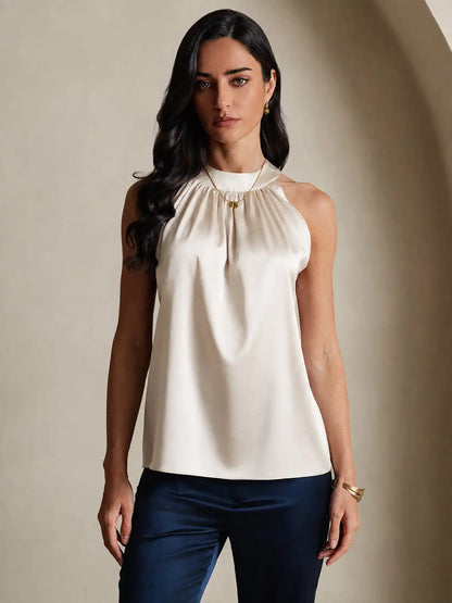 19Momme Silk Sleeveless Halter Neck Women's Top