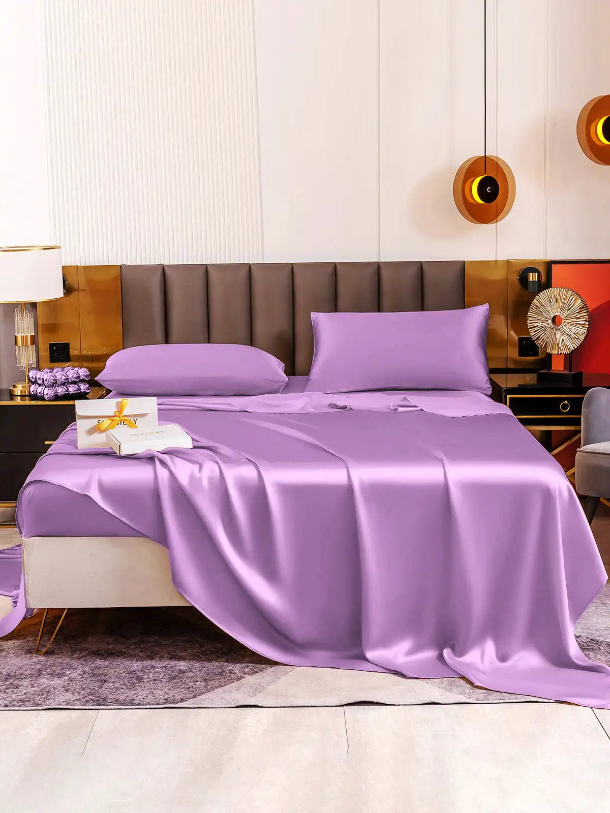 19Momme 4Pcs 100% Mulberry Silk Bedding Set Fitted&Flat Sheets+2x Pillowcases
