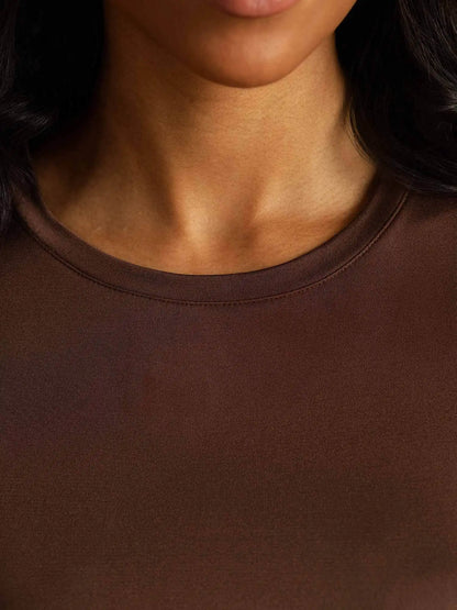 Women's 100% Mulberry Silk Long Sleeve Crew Neck Top